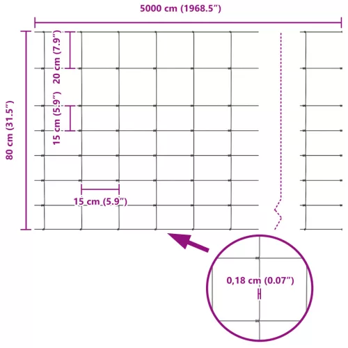  Mezőkerítés 0.8x50 m Galvanizált Acél