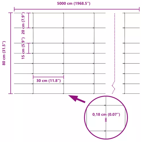  Mezői Kerítés 0.8x50 m Horganyzott Acél