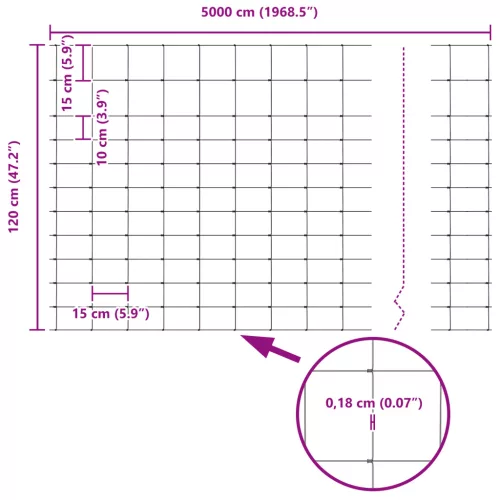  Mező Kerítés 1.2x50 m Horganyzott Acél