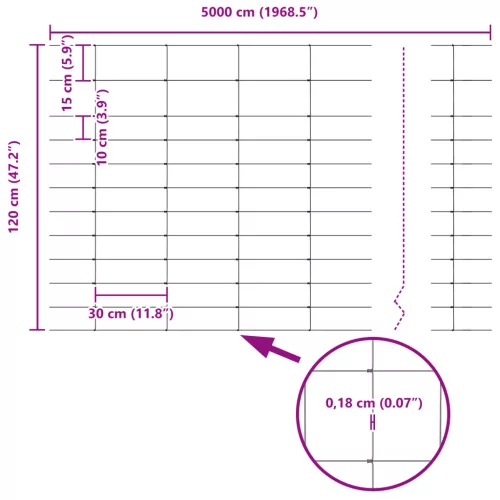  Mezőkerítés 1.2x50 m Galvanizált acél