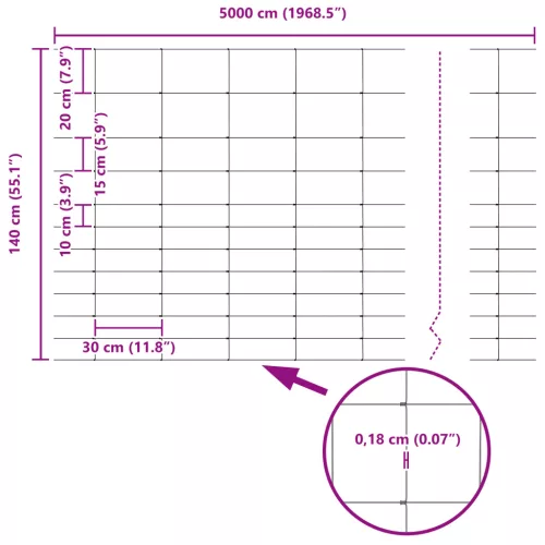  Mező Kerítés 1.4x50 m Horganyzott Acél