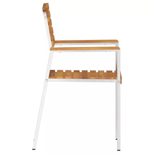  Összecsukható Kerti Székek 2 db Tömör Akácfa és Rozsdamentes Acél