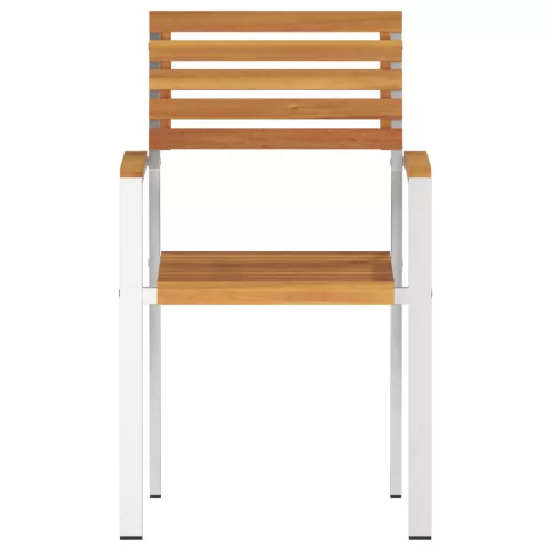  Összecsukható Kerti Székek 4 db Tömör Akác és Rozsdamentes Acél