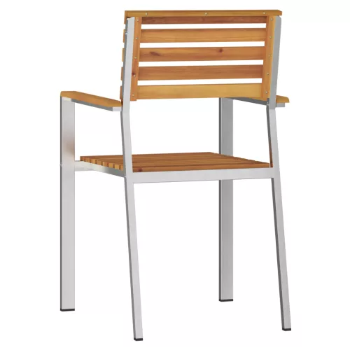  Összecsukható Kerti Székek 4 db Tömör Akác és Rozsdamentes Acél