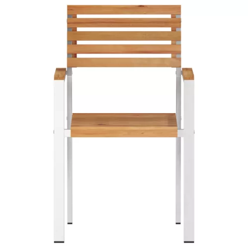  Rakásolható Kerti Székek 4 db Tömör Tölgy & Rozsdamentes Acél