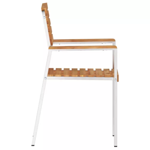  Rakásolható Kerti Székek 4 db Tömör Tölgy & Rozsdamentes Acél