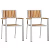  Összecsukható Kerti Székek 2 db Tömör Akácfa és Rozsdamentes Acél