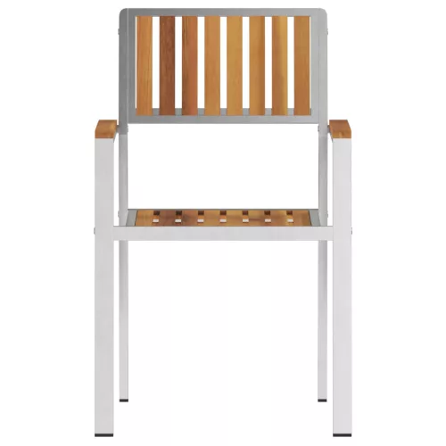  Összecsukható Kerti Székek 2 db Tömör Akácfa és Rozsdamentes Acél