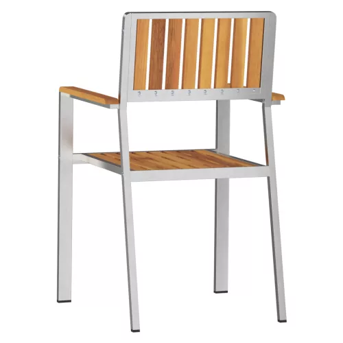  Összecsukható Kerti Székek 4 db Tömör Akác & Rozsdamentes Acél