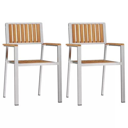 Összecsukható Kerti Székek 2 db Tömör Teak és Rozsdamentes Acél