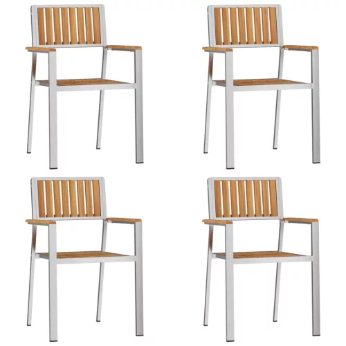  Összecsukható Kerti Székek 4 db Tömör Tölgy és Rozsdamentes Acél