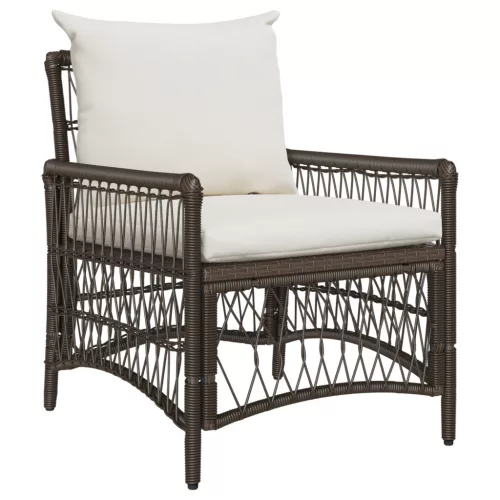  Kerti Szék Párnákkal Barna 60x70x78 cm Poli Rattan