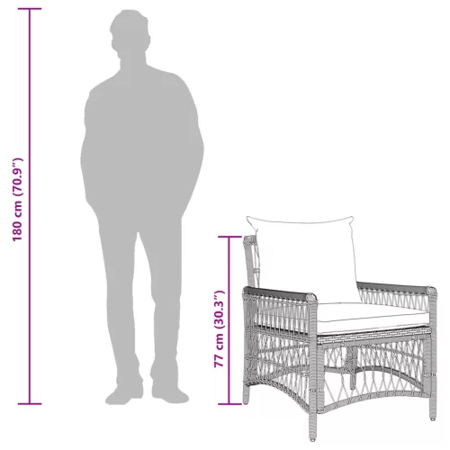  Kerti Szék Párnákkal Bézs 60x70x78 cm Polyrattan