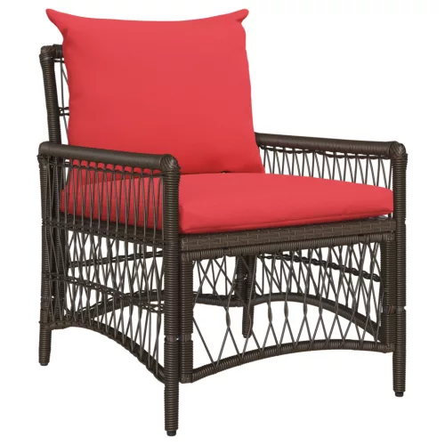  Kerti Szék Párnákkal Barna 60x70x78 cm Poli Rattan