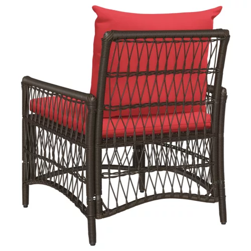  Kerti Szék Párnákkal Barna 60x70x78 cm Poli Rattan