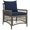  Kerti Szék Párnákkal Szürke 60x70x78 cm Poli Rattan