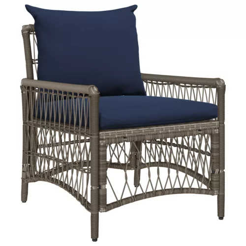  Kerti Szék Párnákkal Szürke 60x70x78 cm Poli Rattan