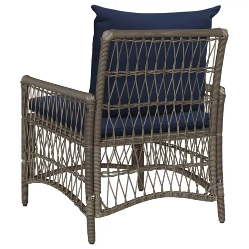 Kerti Szék Párnákkal Szürke 60x70x78 cm Poli Rattan