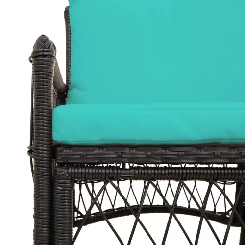  Kerti Szék Párnákkal Fekete 60x70x78 cm Poli Rattan