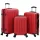  Bőrönd Szett 3 db Kemény Héjú Piros 20” 24” 28” ABS