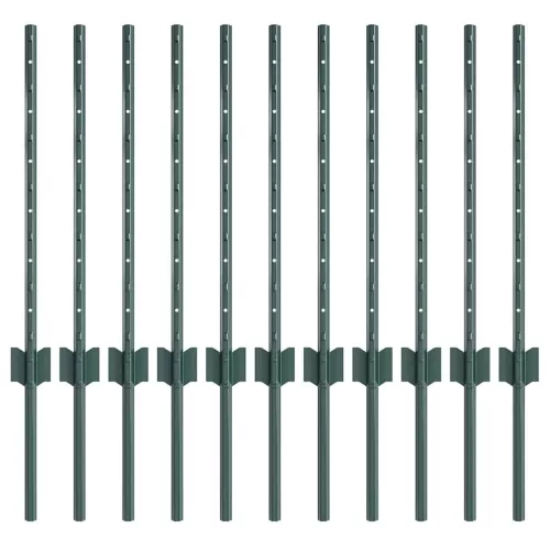  Kerítésoszlop 11 pcs Zöld 100 cm Acél