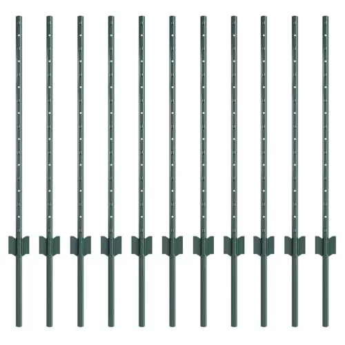  Kerítésoszlop 11 pcs Zöld 120 cm Acél