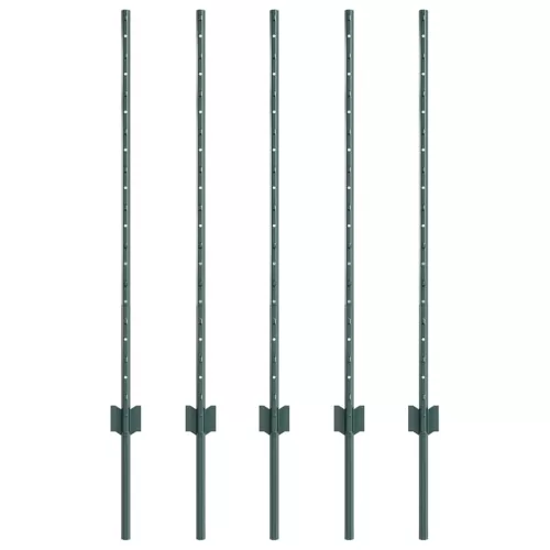  Kerítésoszlop 5 pcs Zöld 140 cm Acél