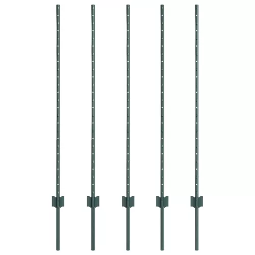  Kerítésoszlop 5 pcs Zöld 120 cm Acél