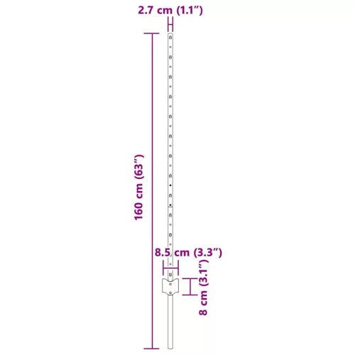  Kerítésoszlop 5 pcs Zöld 120 cm Acél
