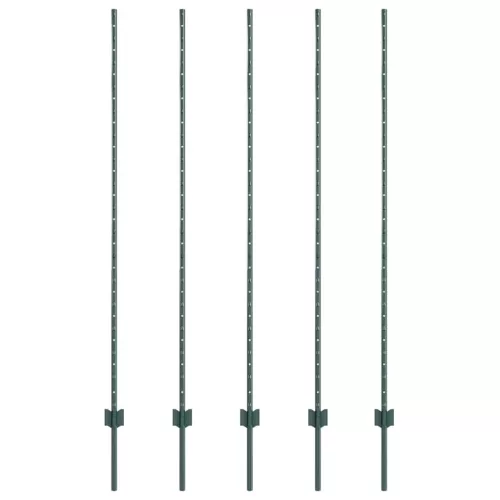  Kerítésoszlop 5 pcs Zöld 160 cm Acél
