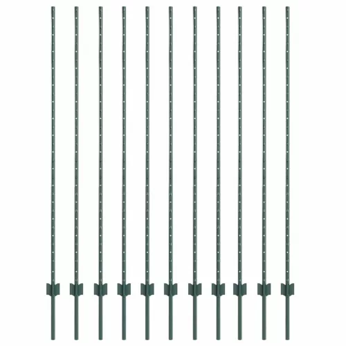  Kerítésoszlop 11 pcs Zöld 160 cm Acél