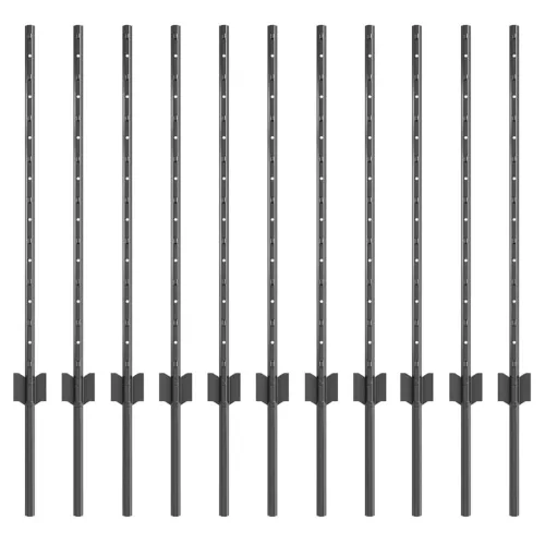  Kerítésoszlop 11 pcs Szürke 80 cm Acél