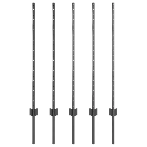  Kerítésoszlop 5 pcs Szürke 100 cm Acél