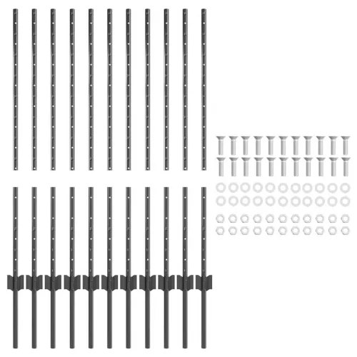  Kerítésoszlop 11 pcs Szürke 100 cm Acél