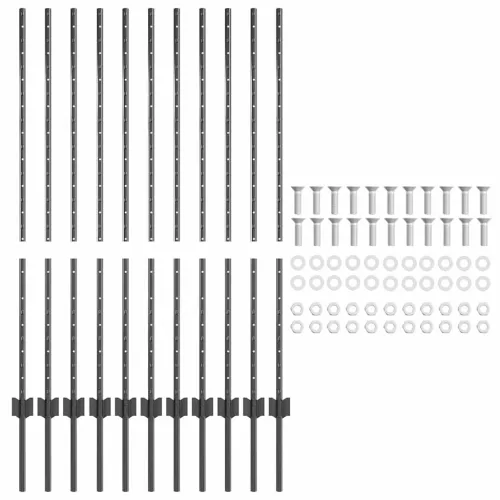  Kerítésoszlop 11 pcs Szürke 120 cm Acél