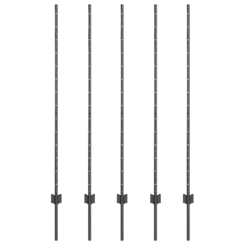  Kerítésoszlop 5 pcs Szürke 140 cm Acél