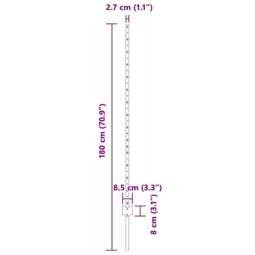  Kerítésoszlop 5 pcs Szürke 140 cm Acél