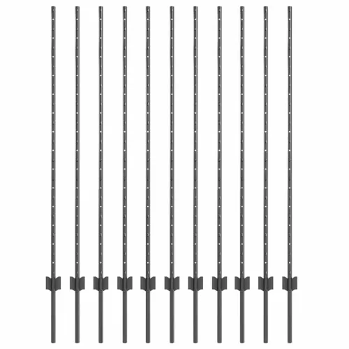  Kerítésoszlop 11 pcs Szürke 140 cm Acél