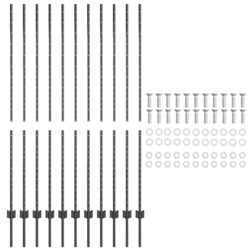  Kerítésoszlop 11 pcs Szürke 150 cm Acél