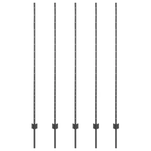  Kerítésoszlop 5 pcs Szürke 160 cm Acél