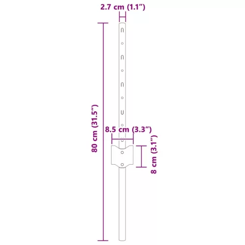  Kerítésoszlop 11 pcs Ezüst 40 cm Acél