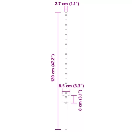  Kerítésoszlop 11 pcs Ezüst 80 cm Acél