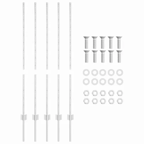  Kerítésoszlop 5 pcs Ezüst 120 cm Acél