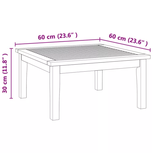  Kerti Asztal 60x60x30 cm Tömbfa Teak