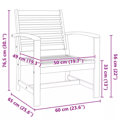  Kerti székek 2 pcs Barna 60 x 65 x 76.5 cm Tömör tíkfa