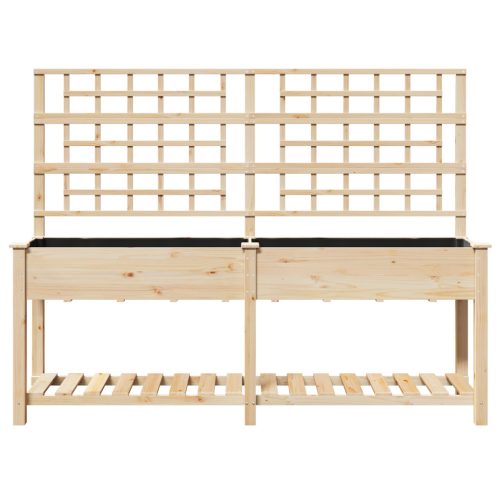  Kerti Ültető Edény Trellis-szel és Polccal 203x53x152 cm Tömör Fenyőből