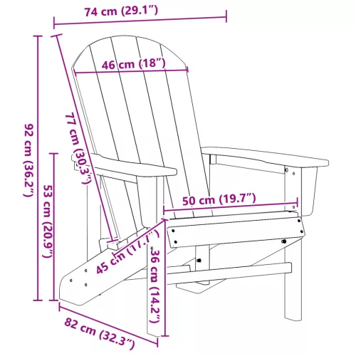  Adirondack szék Világosszürke 74x82x91 cm HDPE