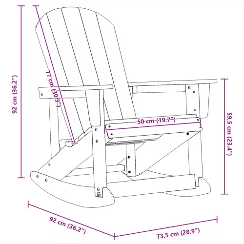  Tengerészkék Adirondack hintaszék 73.5x92x90 cm HDPE