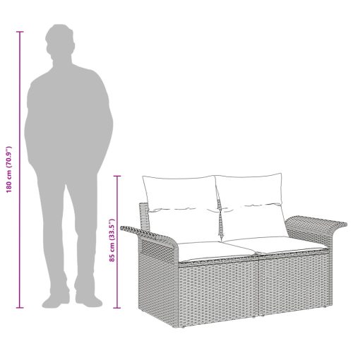  2 Személyes Kerti Kanapé Párnákkal Bézs Poli Rattan