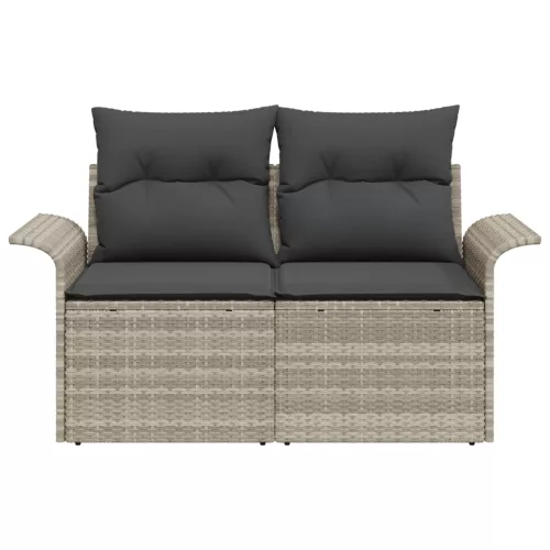  2-üléses kertibútor párnákkal, világosszürke polirattan